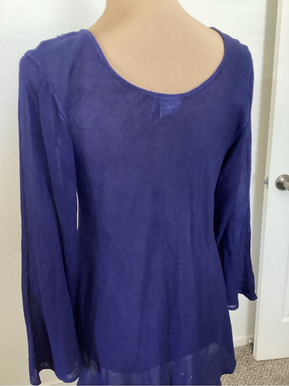 India Boutique Navy Tunic with Light Blue Embroidered Trim - Picture 6 of 9
